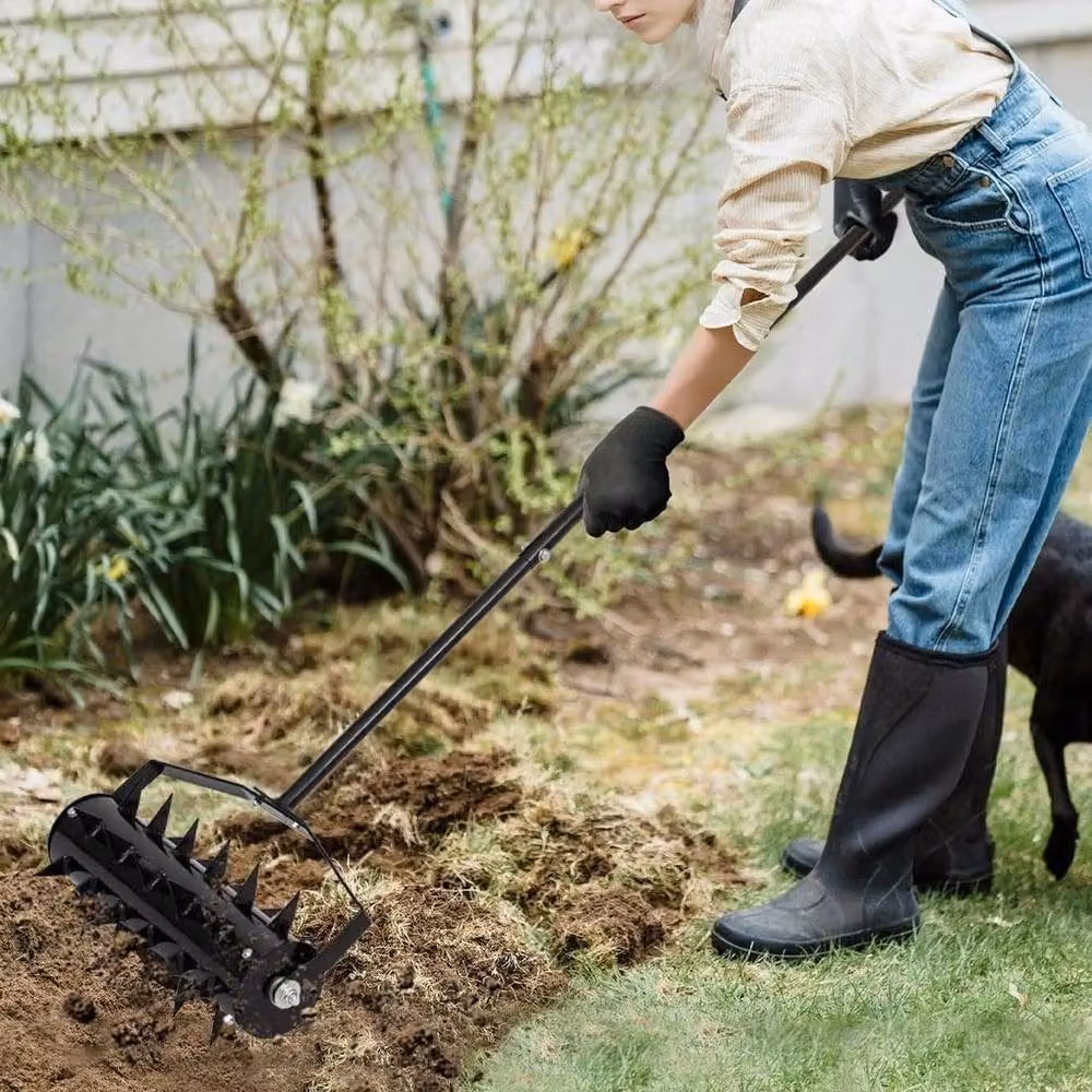 Kelvenix Metal Outdoor Garden Lawn Aerator Spike Soil Roller in Black – 2