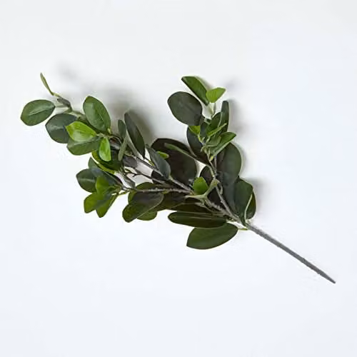 Homescapes Green Artificial Rubber Leaf Faux Foliage Single Stem