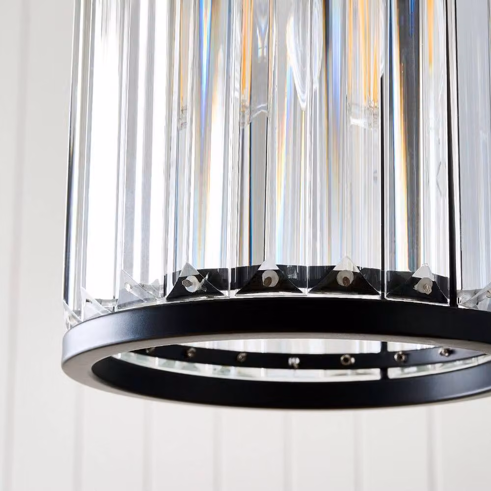 Pagazzi Design Resto Cylinder Pendant Light in Black and Transparent Glass – 3