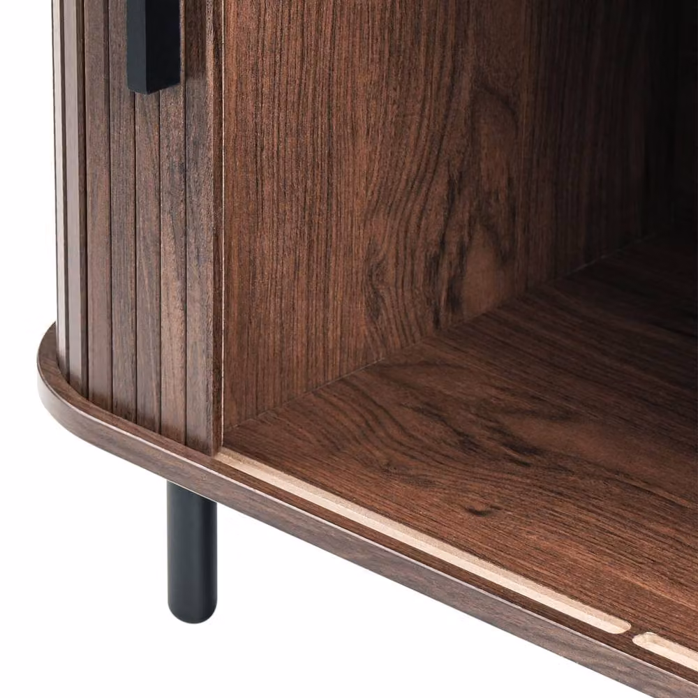 Wyld and Coco Retro TV Stand in Dark Brown with Black Metal Legs, Fits up to 70 inch – 4