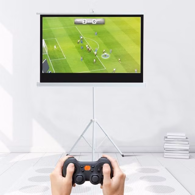 Livingandhome Portable Projector Screen with Metal Tripod Stand, White, 72 Inches