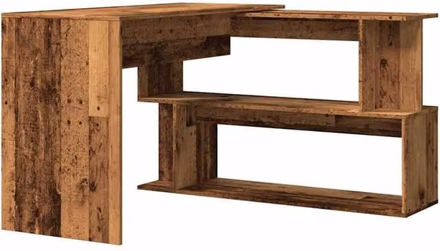 Berkfield Home Modern Corner Desk in Brown, W/D/H: 200.5 x 50 x 76 cm