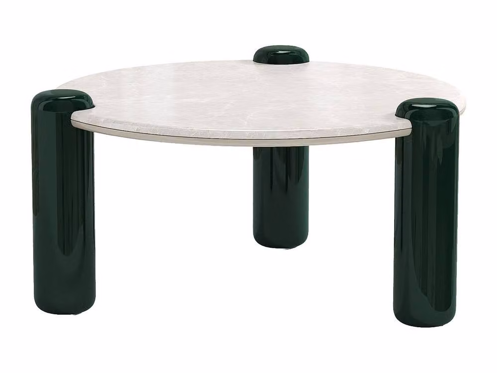 Vente-unique NARODI Round Marble and MDF Coffee Table in Beige, Green and White – 3