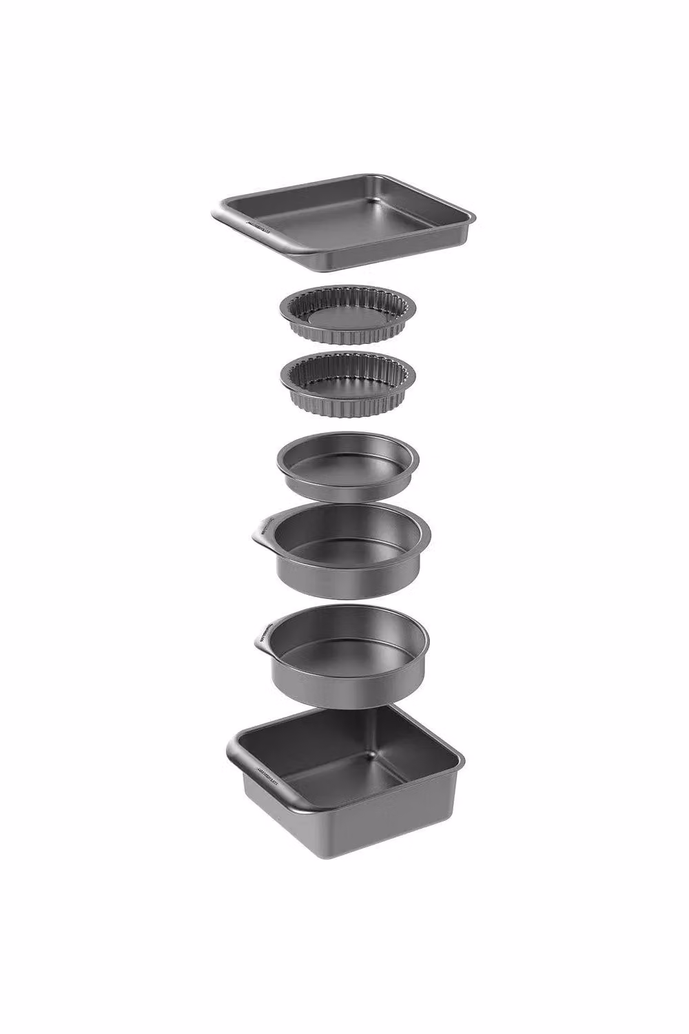 MasterClass 7pc Smart Space Stacking Non Stick Carbon Steel Roasting, Baking and Pastry Tin Set, Black – 3