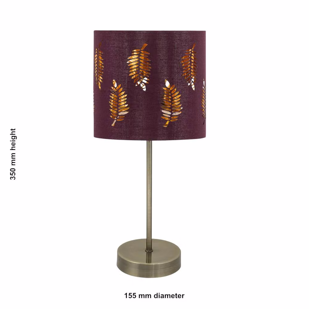 First Choice Lighting Antique Brass Stick Table Lamp with Red Fabric Cylinder Shade – 5