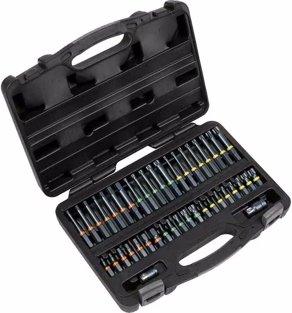 Loops 42 Piece TRX Hex Spline Impact Bit Set with 3/8" and 1/2" Square Drive S2 Steel Bits in Metallics