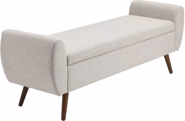 KORVIXA Beige Teddy Velvet Upholstered Cube Storage Pouffe, W/D/H: 100 x 100 x 55 cm – 1