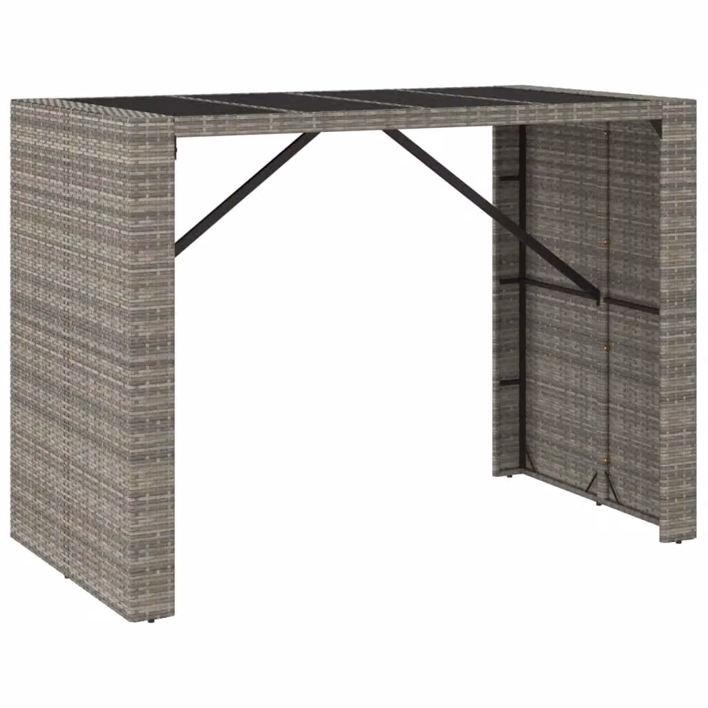 Berkfield Home 7 Piece Grey Poly Rattan and Solid Acacia Wood Garden Bar Set – 3