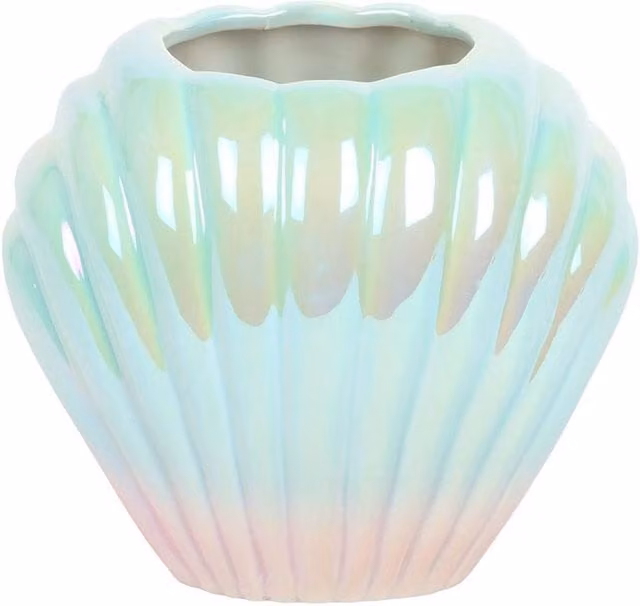 Something Different Iridescent Shell Flower Vase, Multicolour Ceramic Tabletop Vase, H 16.0 cm x W 14.5 cm x D 12.0 cm