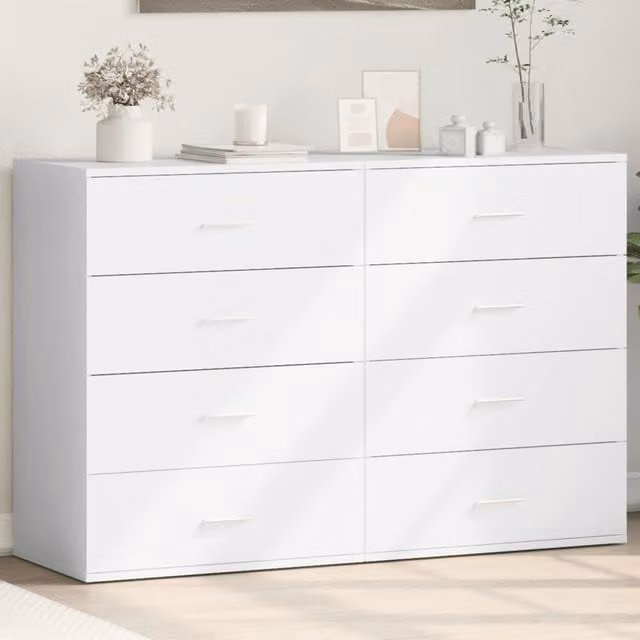 Berkfield Home Set of 2 White MDF Sideboards, W/D/H: 60 x 39 x 80 cm