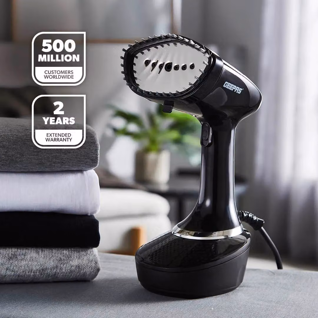 Geepas Handheld Portable Garment Steamer with Brush Attachment in Black – 2