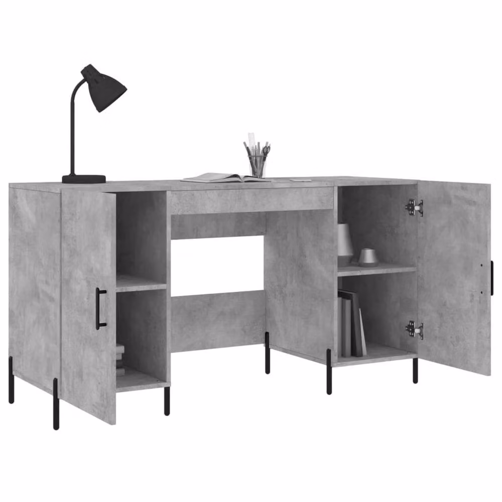 Berkfield Home Industrial Writing Desk in Concrete Grey, W/D/H: 140 x 50 x 75 cm – 3