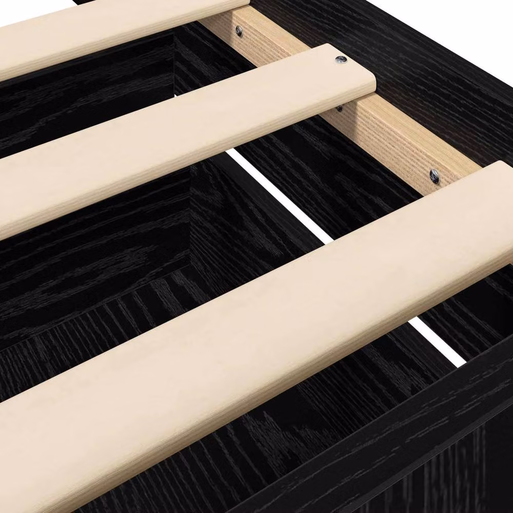 Berkfield Home Modern Bed Frame with Storage Drawers in Black Oak, W/D/H: 80 x 200 cm – 4