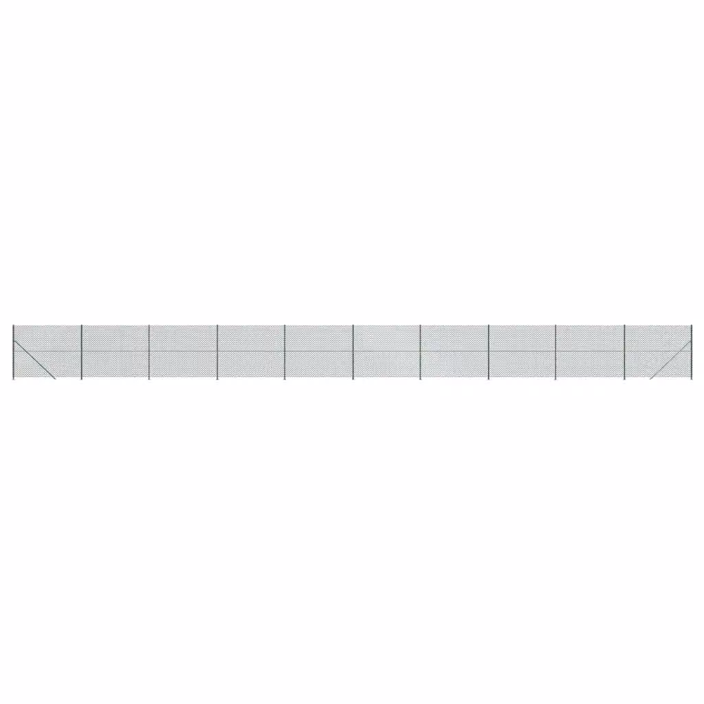 Berkfield Home Green PVC-Coated Steel Chain Link Fence with Flange, H: 140 cm x L: 25 m – 2