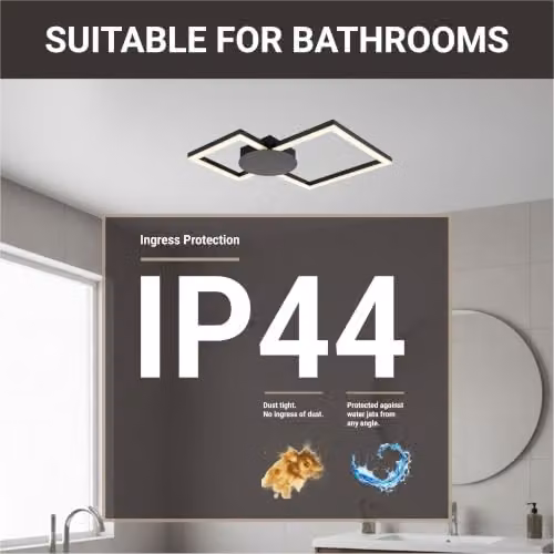 Cosylyte Miles Modern Square LED Ceiling Light, Matt Black, IP44, 3000K Neutral White, 2100lm, W: 44 cm, D: 44 cm, H: 5 cm – 2