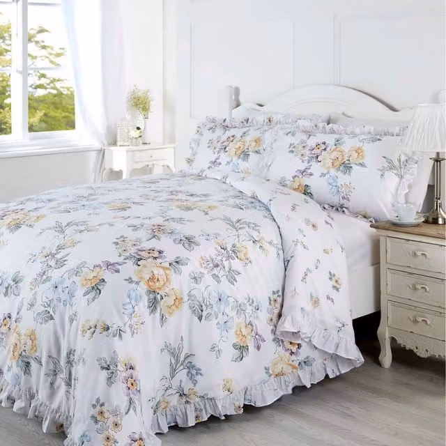 Rapport Home Ashleigh Floral Polycotton Duvet Cover and Pillowcase Set in Yellow and Multicolour