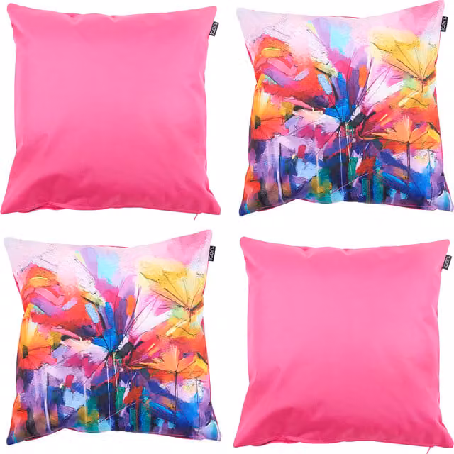 icon Set of 4 Multi-colour Graphic Art Scatter Cushions, W/D/H: 43 x 43 x 43 cm