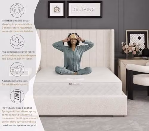 DS Living Aurora Pocket 1000 Serenity Pocket Sprung Mattress, White, W/D/H: 120 x 200 cm – 3