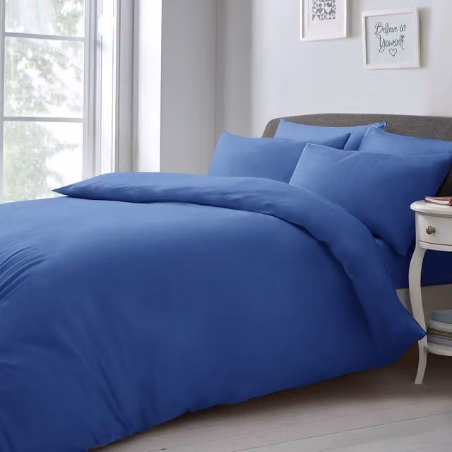 Velosso Single Microfibre Plain Duvet Cover and Pillowcase Set in Blue or Orange