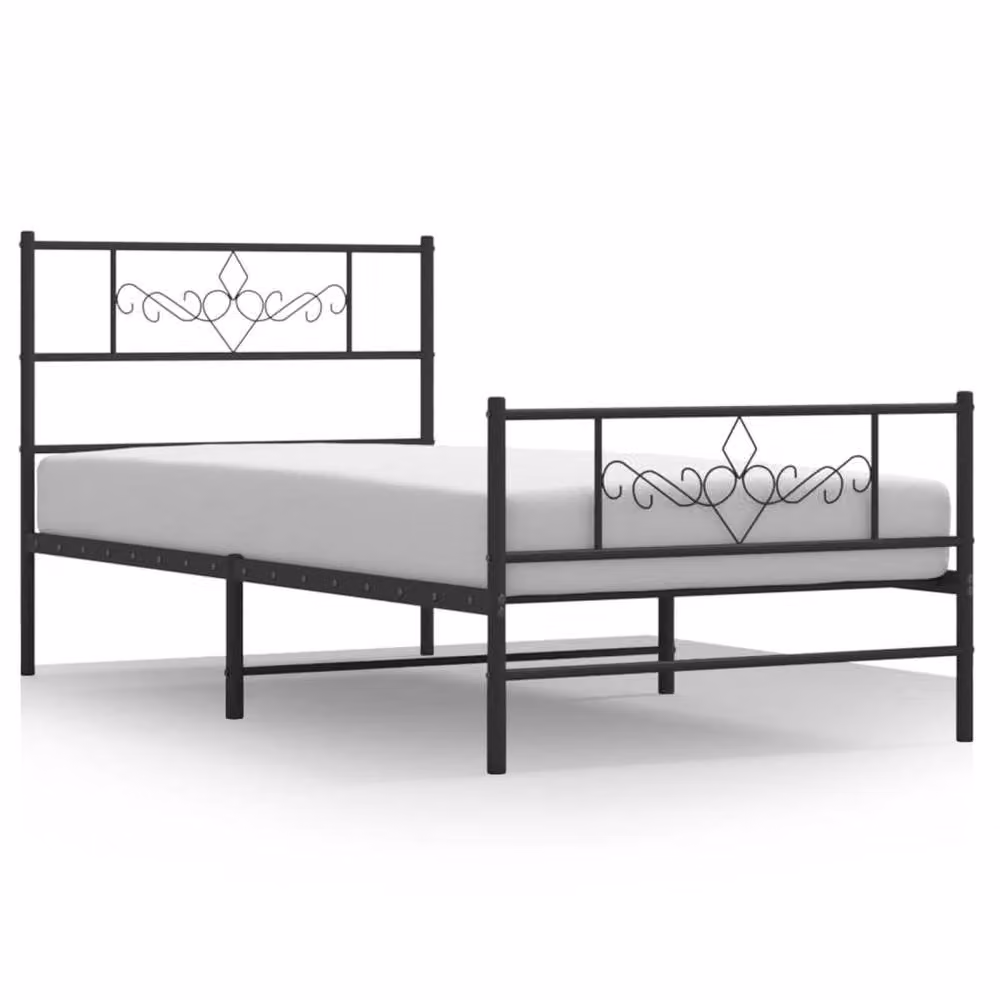 Berkfield Home Metal Bed Frame with Headboard and Footboard, Black, W/D/H: 100 x 190 cm – 2