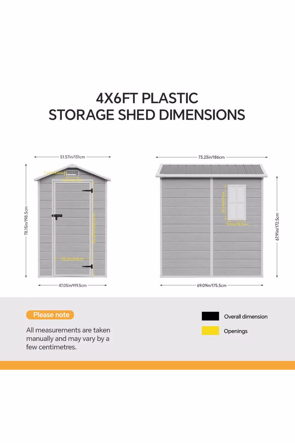 Living and Home Grey Plastic Outdoor Garden Storage Shed with Gable Roof – 4