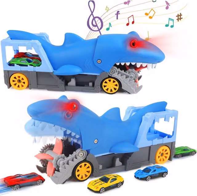 Hot Wheels Mattel Shark Devour Transport Car Playset in Blue