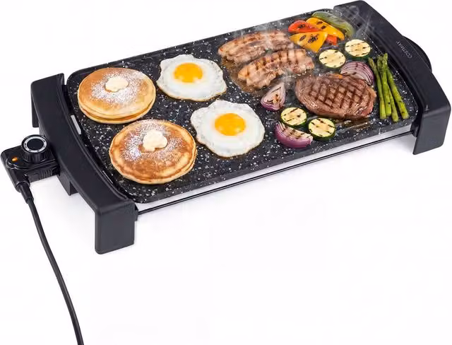 Costway 2-in-1 Electric Grill and Griddle Combo, 2150W Tabletop Model with 2 Nonstick Aluminium Zones, Black – 1