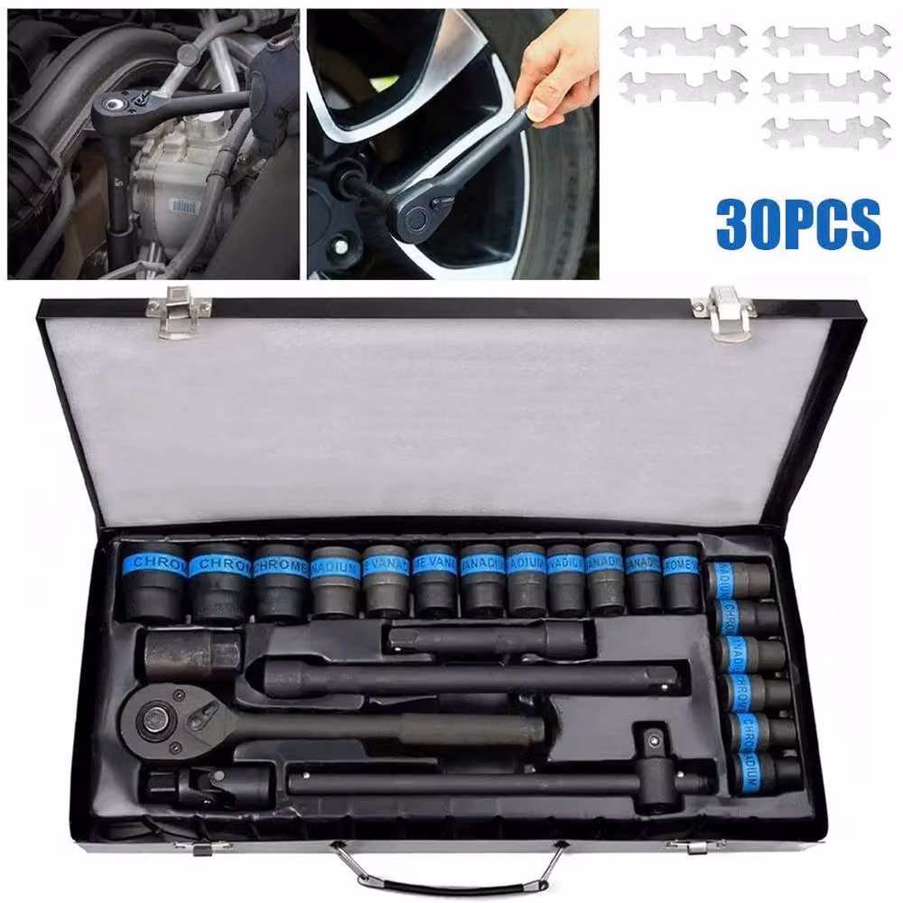 NESTLUNE 30-Piece 1/2 Inch Drive Metric Impact Socket Set, 8-32mm, Black – 2
