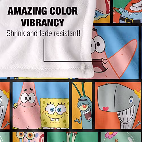 LOGOVISION Spongebob Tile Pattern Super Soft Microfibre Throw Blanket, Multicolour, W: 152 cm, D: 127 cm – 3