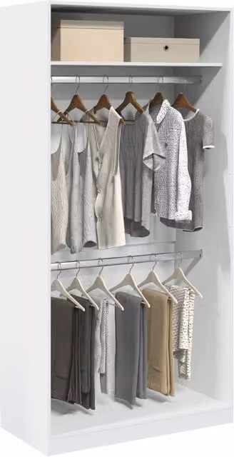 Berkfield Home White Minimalist Wardrobe with Hinged Doors, W/D/H: 100 x 50 x 200 cm