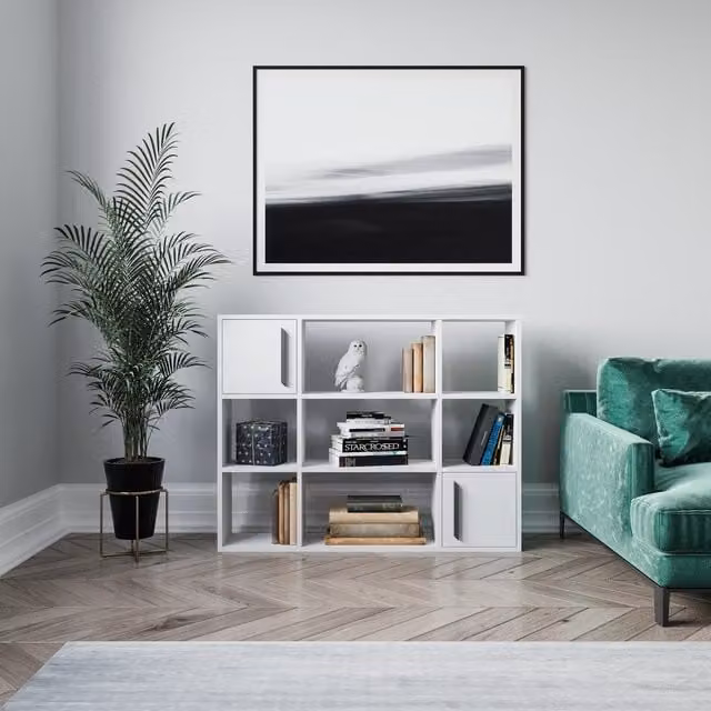 Decorotika Randall White MDF Bookcase with Cabinets