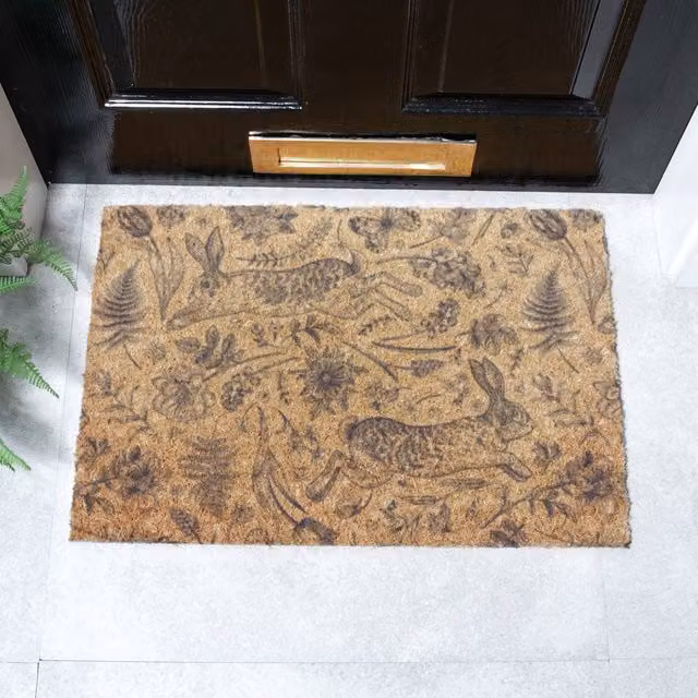 Artsy Mats Hare Print Doormat in Brown, W/D: 60 x 40 cm – 1