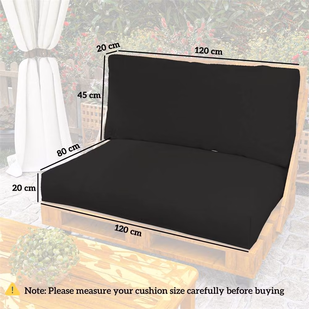 EONLION Black 2 Seater Pallet Furniture Foam Cushions – 2