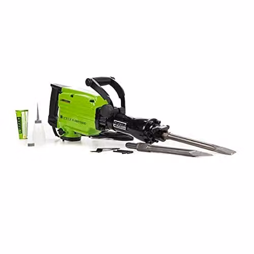 Zipper ABH1500D 1500W Demolition Breaker Hammer, 230V, 45J, 14kg, Black and Green