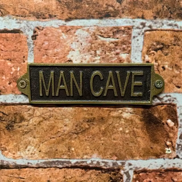 Minster Man Cave Metal Wall Sign, Black, W: 15 cm, H: 6 cm