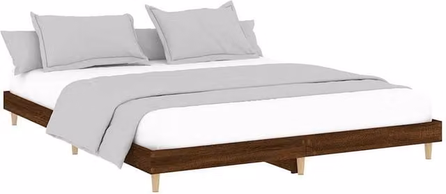 Berkfield Home Durable Small Double Bed Frame in Brown Oak, W/D/H: 120 x 200 x 20 cm