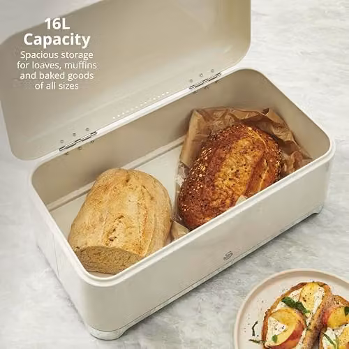 Swan Solace 16L Bread Bin, H16.6 x W44 x D22 cm, Beige – 2