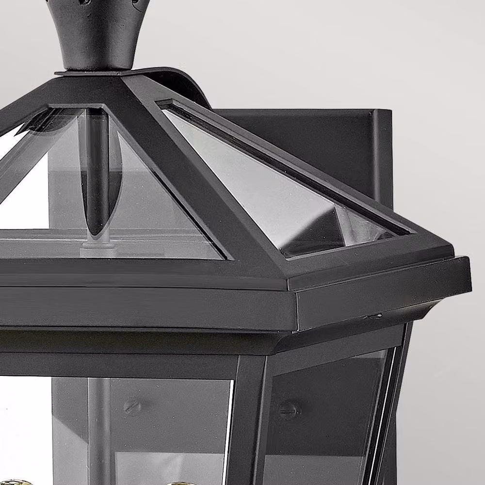 Netlighting Palma 2 Light Modern Outdoor Wall Lantern in Black with Transparent Glass, IP44 Rated, H 45.7 cm x W 25.4 cm x D 25.4 cm – 3
