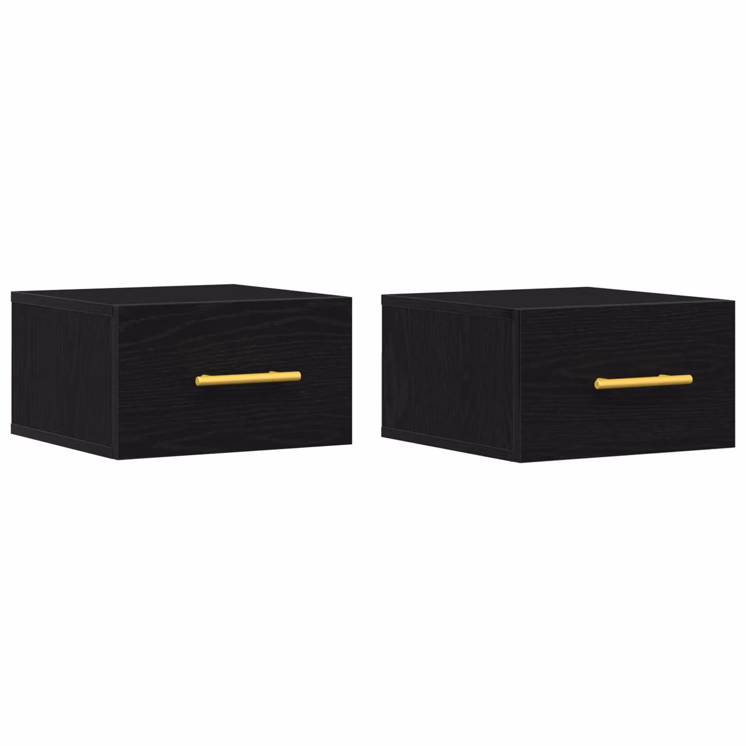 Berkfield Home Set of 2 Wall-Mounted Bedside Cabinets in Black Oak, W/D/H: 35 x 35 x 20 cm – 1
