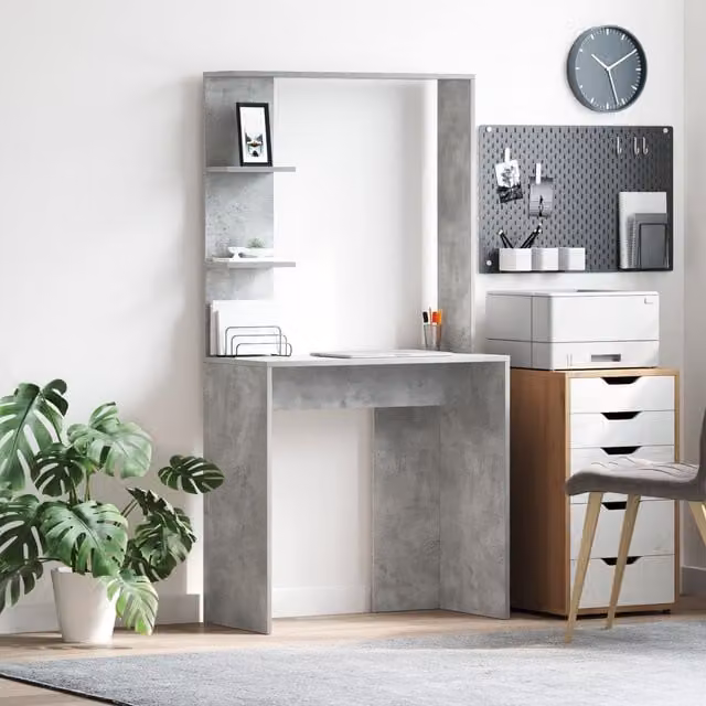 Berkfield Home Modern Concrete Grey Computer Desk in Engineered Wood