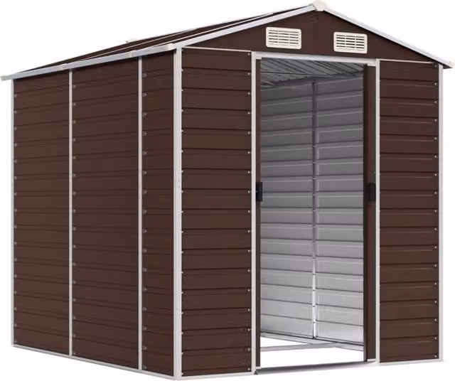 Berkfield Home Garden Shed in Brown Galvanised Steel, W/D/H: 191 x 215 x 198 cm – 1