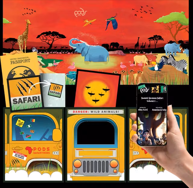 PODS Play Sensory Play Tent Set in Blackout Black and Orange Sunset Savanna Safari