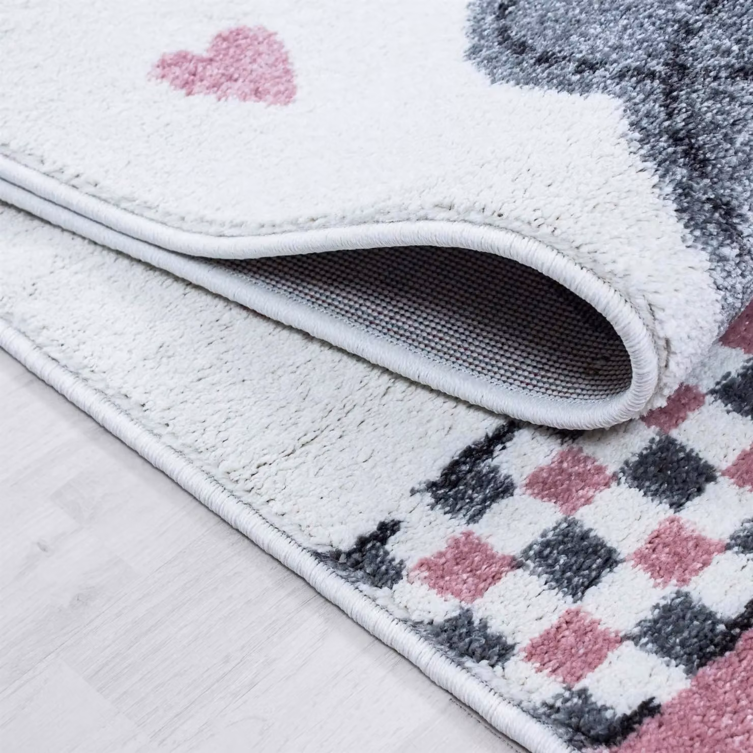 Bravich LTD Baby Elephant and Hearts Kids Rug in Pink, W: 120 cm, L: 170 cm – 2