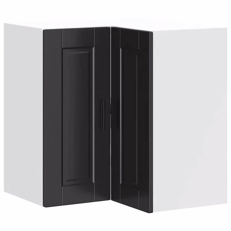 Berkfield Home Porto Modern Wall Mounted Kitchen Corner Cabinet in Matt Black MDF
