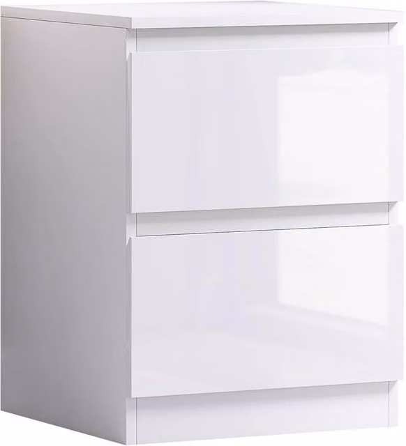 Havendro Scandi 2 Drawer Bedside Table in White Gloss
