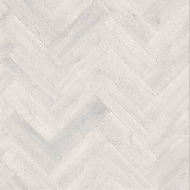 Luna White Herringbone Wood Effect Vinyl Flooring Sheet, Thickness: 2.3 mm, W/D: 200 x 200 cm