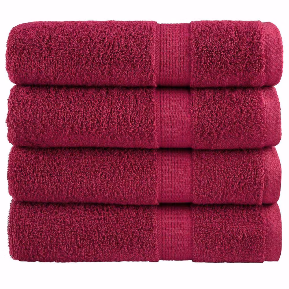 Berkfield Home SOLUND Premium Cotton Terry Shower Towels, 4 Pack, Burgundy, W: 70 cm, L: 140 cm, 600gsm – 2