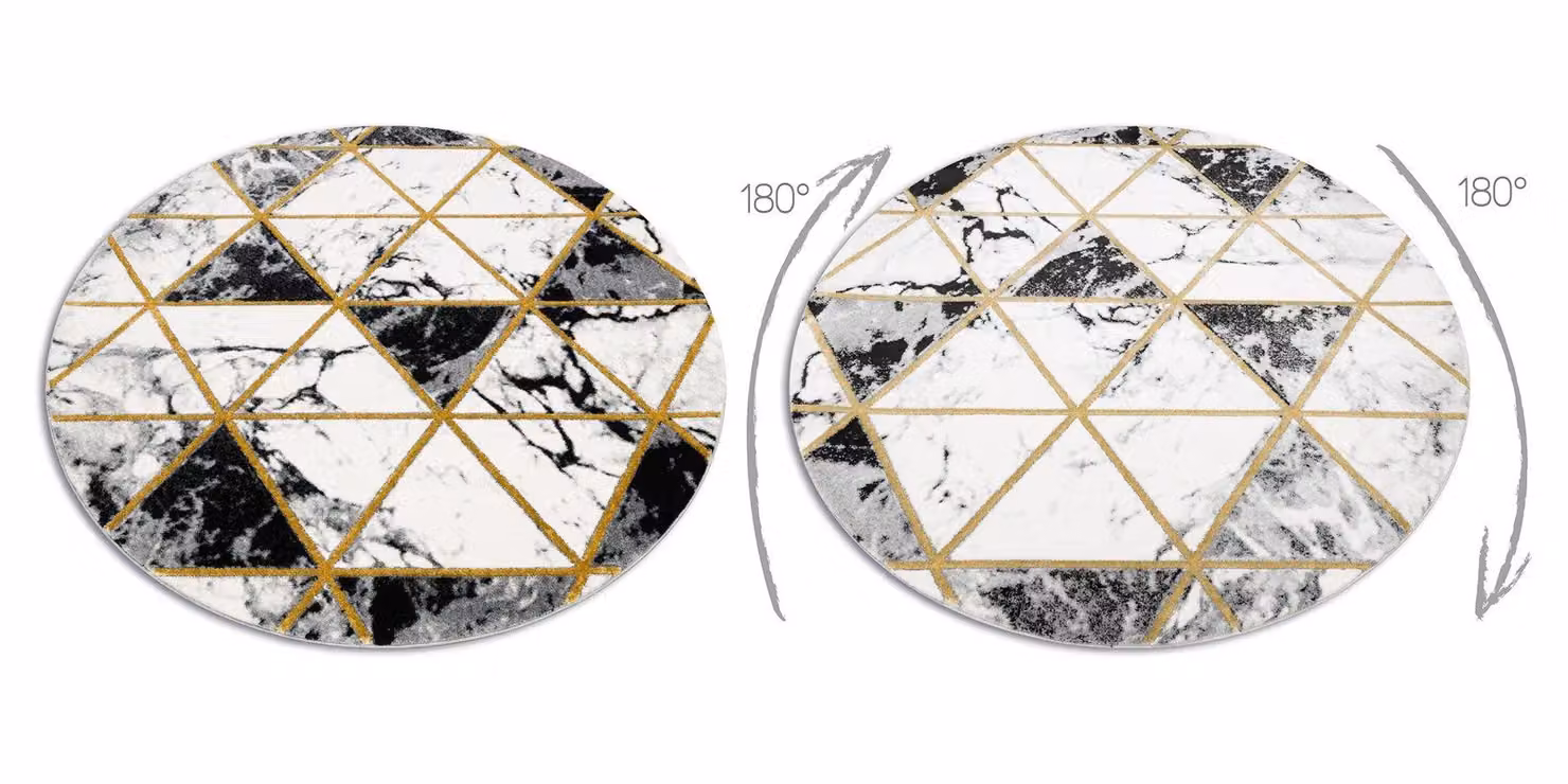 RugsX Emerald Round Geometric Rug in Black, Diameter: 200 cm – 2