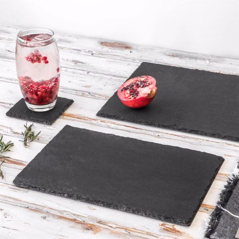 Havendro Set of 6 Black Rectangular Slate Placemats, W: 30 cm, D: 20 cm – 5