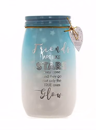 Boxer Gifts Friends are Like Stars Light-Up Twilight Jar in Turquoise, Silver and Blue